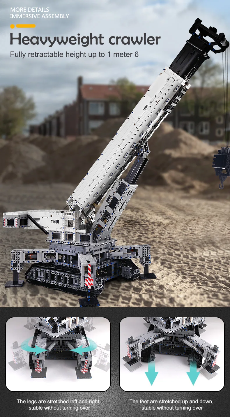 Mould KING 17002 Technical Car Toys The muc-10123 RC Motorized Crane Liebher LTR 11200 Truck Model Building Blocks Kids kicks