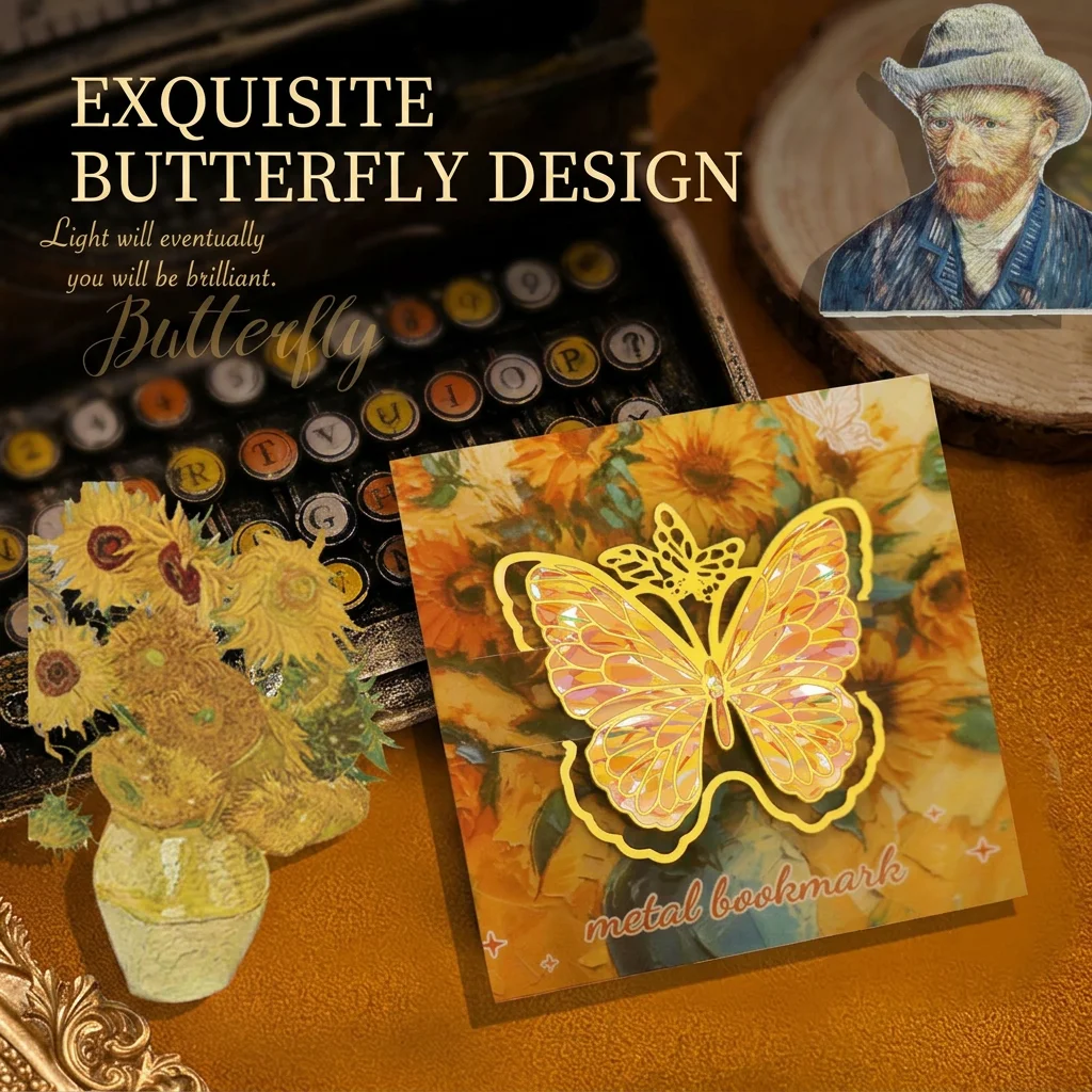 Oil Painting Bookmark Exquisite Artistic Page Marker Vintage Bookmark Premium Butterfly Shape Bookmark For Gifting Daily Reading