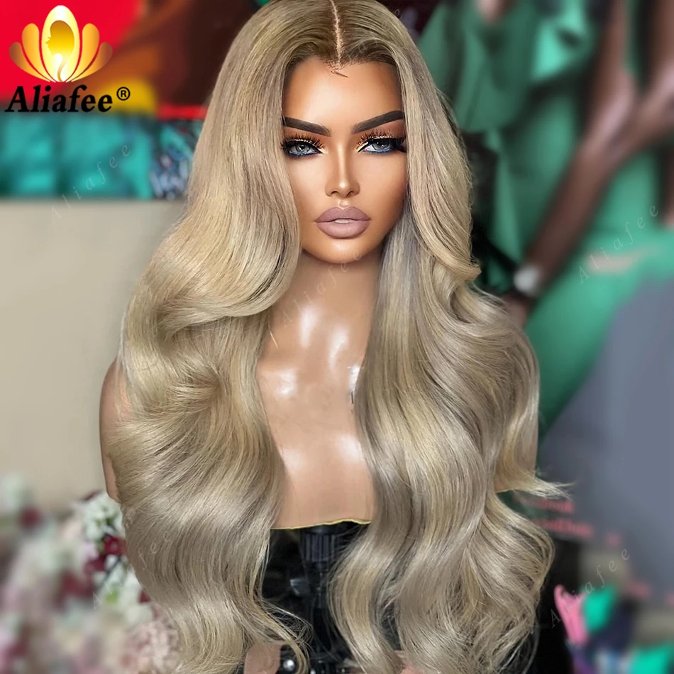 

Short Brown Root With Ash Blonde Wig Human Hair Body Wave 180% 13x6 Lace Frontal Wigs for Women Pre Plucked 13X4 Frontal Wig