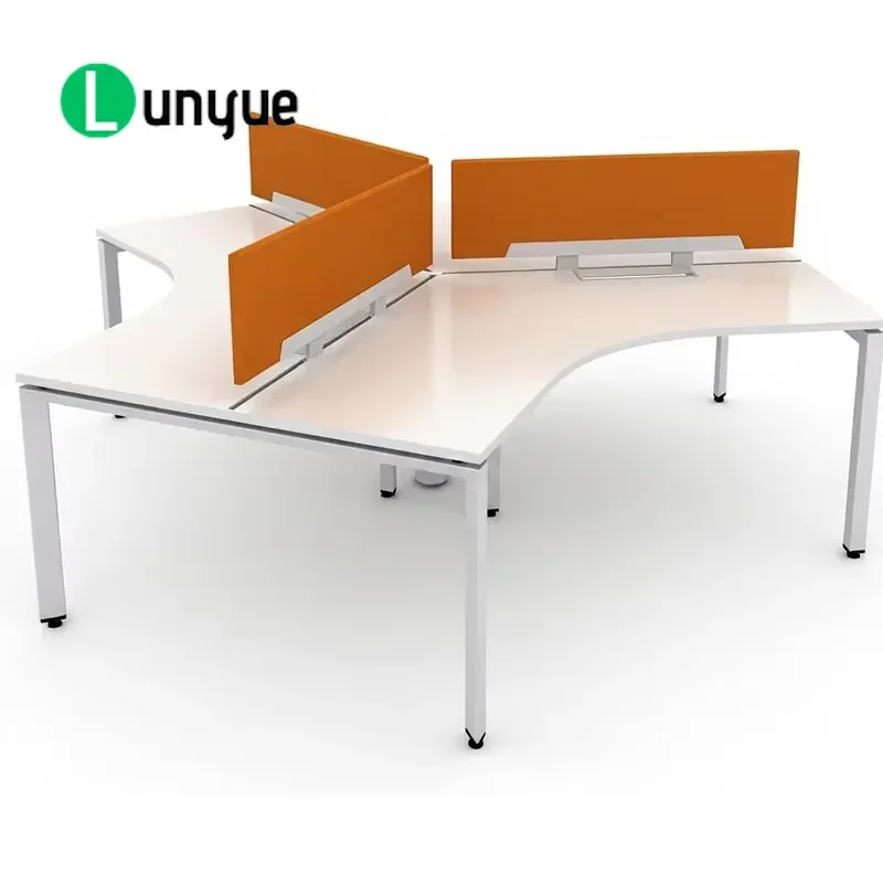 Y Shaped Staff Workstation Desk 3 Person Modular Open Office Cubicle Table Furniture for Modern Workplace Space Saving Design