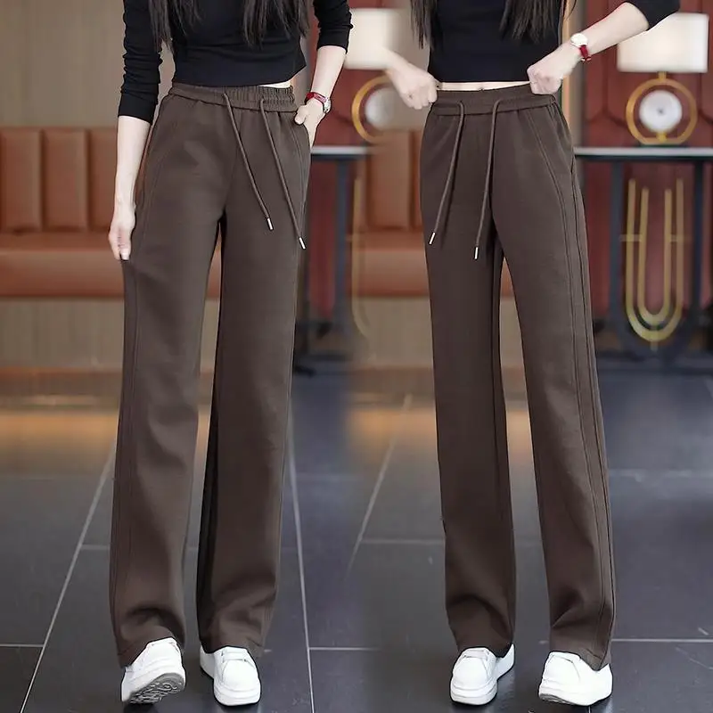 Gray Trousers Straight Sweatpants Casual Pants Women's Pants Spring-Autumn Wide-Leg Pants