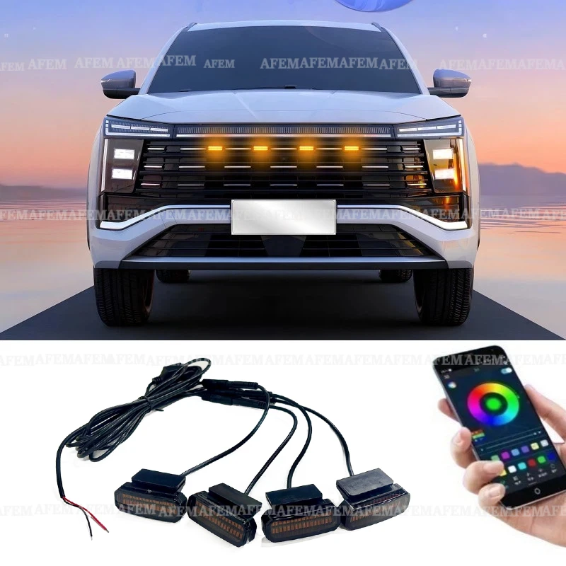 LED Front Grille Light For JAC x8 plus a5 qx phevT8 T6 Car Daytime Running Light Wheel Eyebrow Lamp For Pickup Offroad 12V