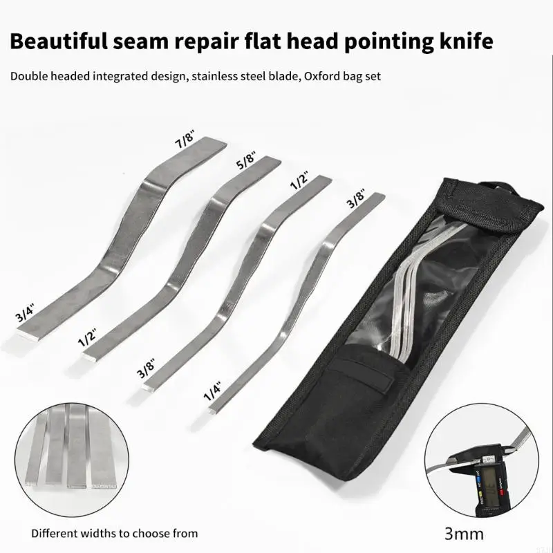 4 قطعة أداة مجرفة البناء المهنية متعددة الحجم الفولاذ المقاوم للصدأ المعجون القاطع 3/8 4 3/8 2 5/8 "x1.2" 3/4 8