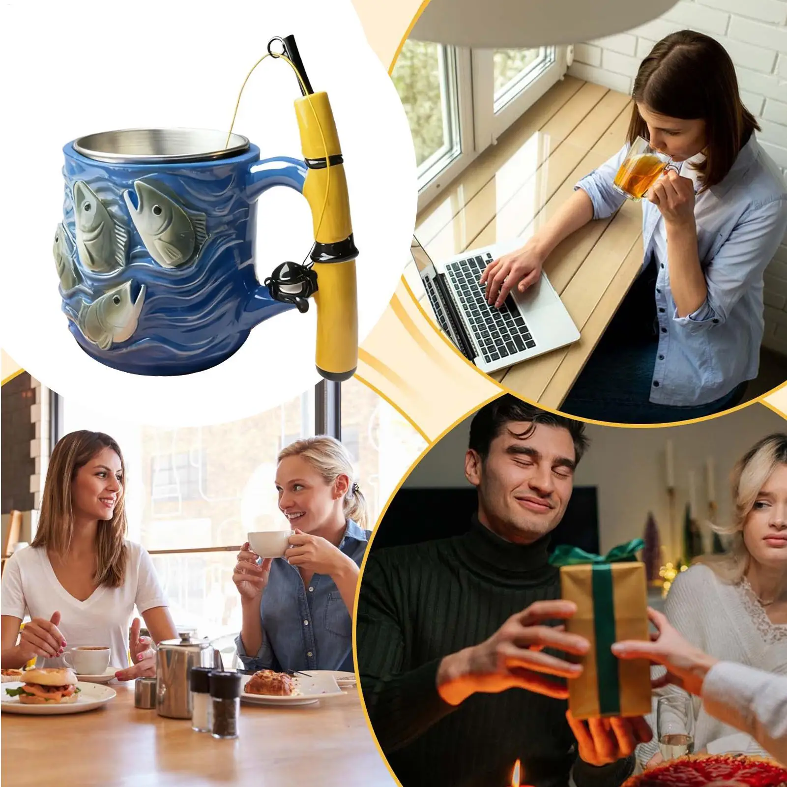 

Fisherman Mug 100ml Rod Reel Design Resin Drinkware Fisherman Tea Coffee Resin Cup For Birthday Holiday Festive Retirement