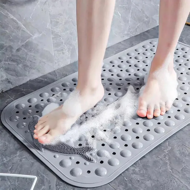Dolphin Print PVC Non-Slip Shower Mat 35×70cm, Waterproof Anti-Skid Bath Rug, Safe Floor Mat for Bathroom and Bathtub