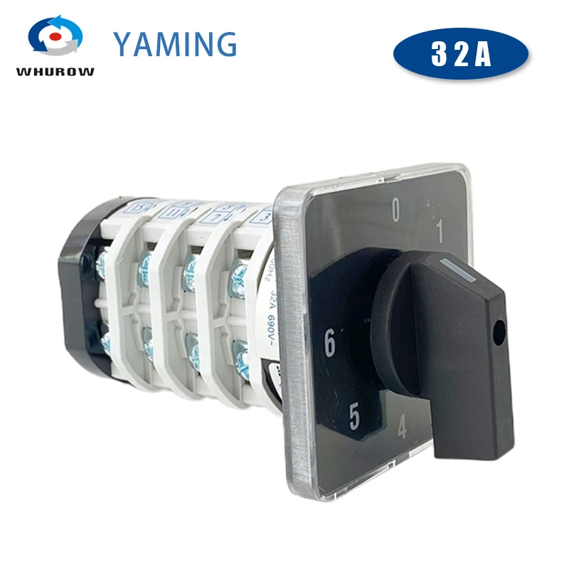 YMZ12-32/4 Electrical Combination Switches Changeover Rotary Cam Switch Four Pole 0-6 Positions Sliver Contacts