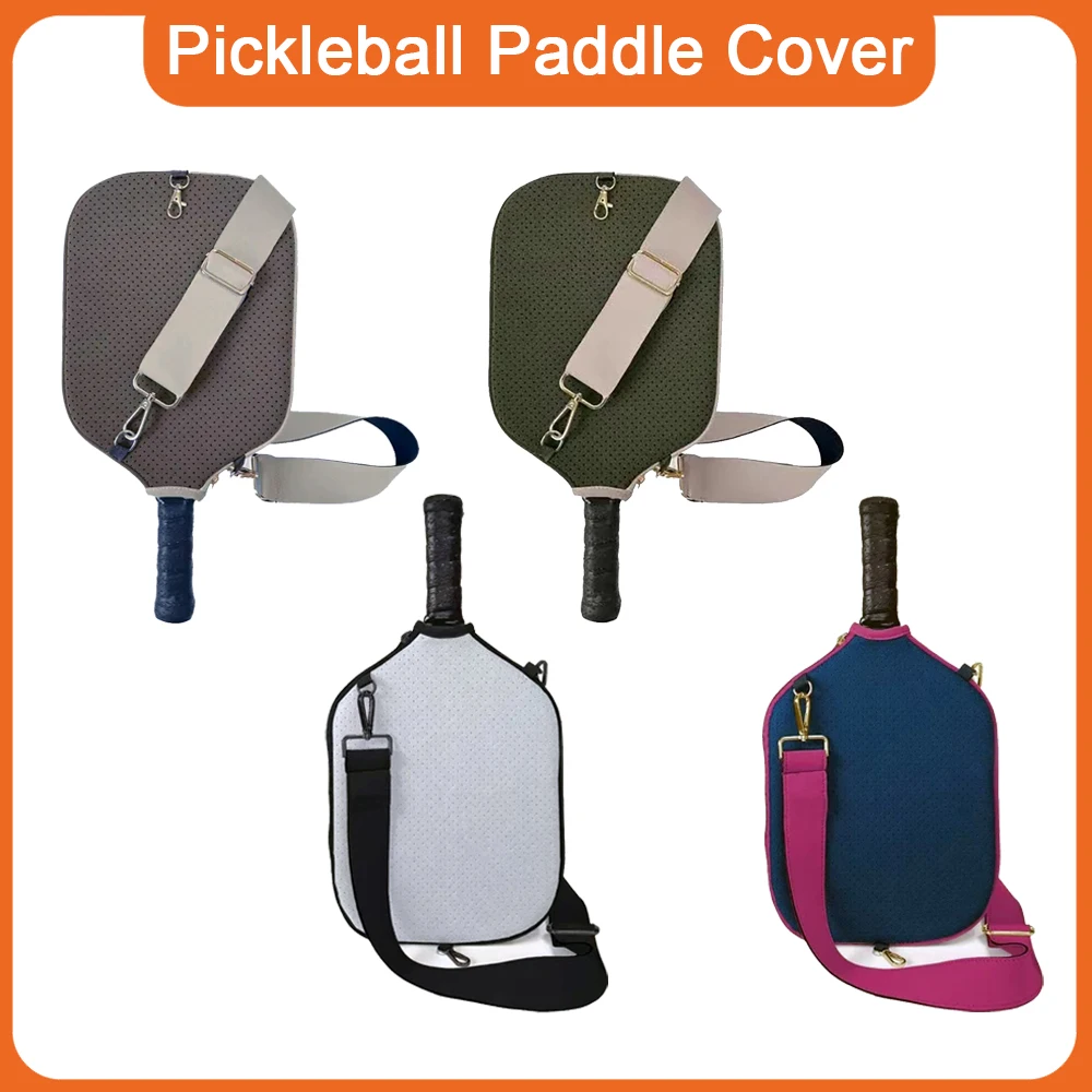 Neoprene Pickleball Paddle Cover Side Zipper Protective Bag Shock‑Absorbing Dustproof Pouch for Most Standard Pickleball Paddles