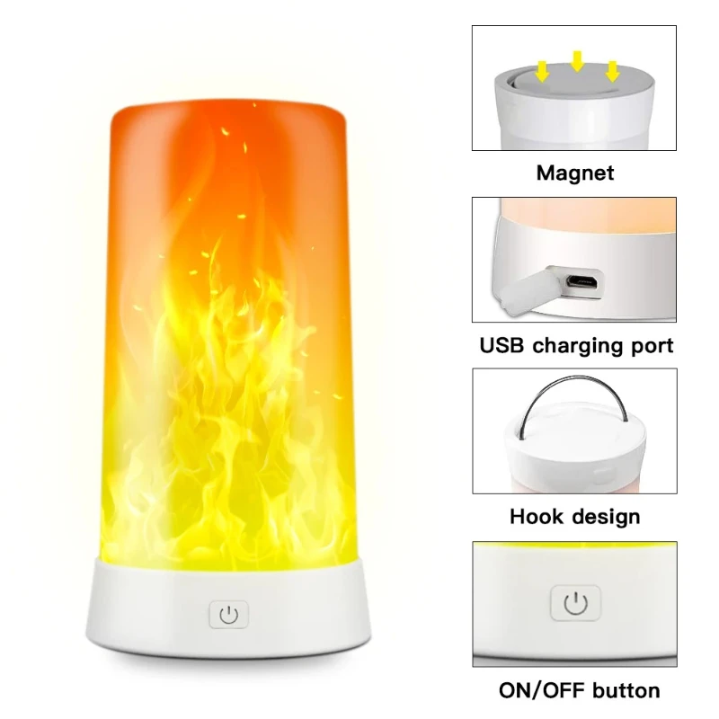 USB 충전식 LED 불꽃 램프는 불꽃 효과를 시뮬레이션하고, 사실적인 바 인테리어 장식을 제공합니다.