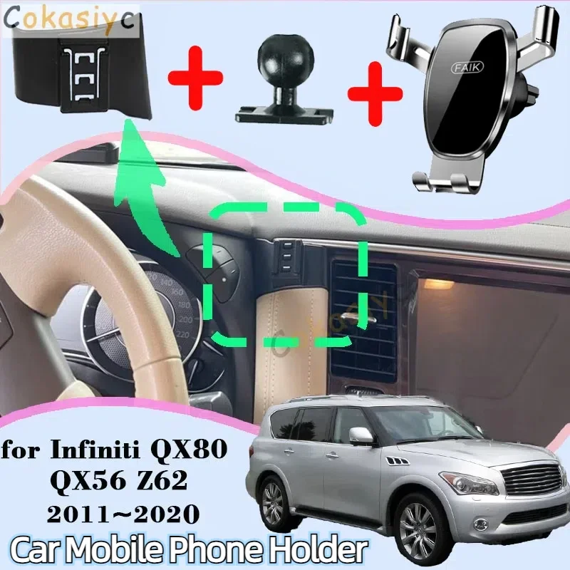 Support de voiture pour Infiniti QX80 QX56 Z62 2011 ~ 2020, support de téléphone portable automatique, support de téléphone portable, accessoires de support par gravité
