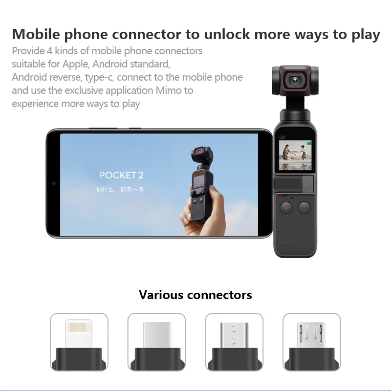 ل DJI Osmo Pocket 2 TYPE-C IOS الهاتف الذكي محول موصل بيانات الهاتف واجهة يده كاميرا ذات محورين الملحقات