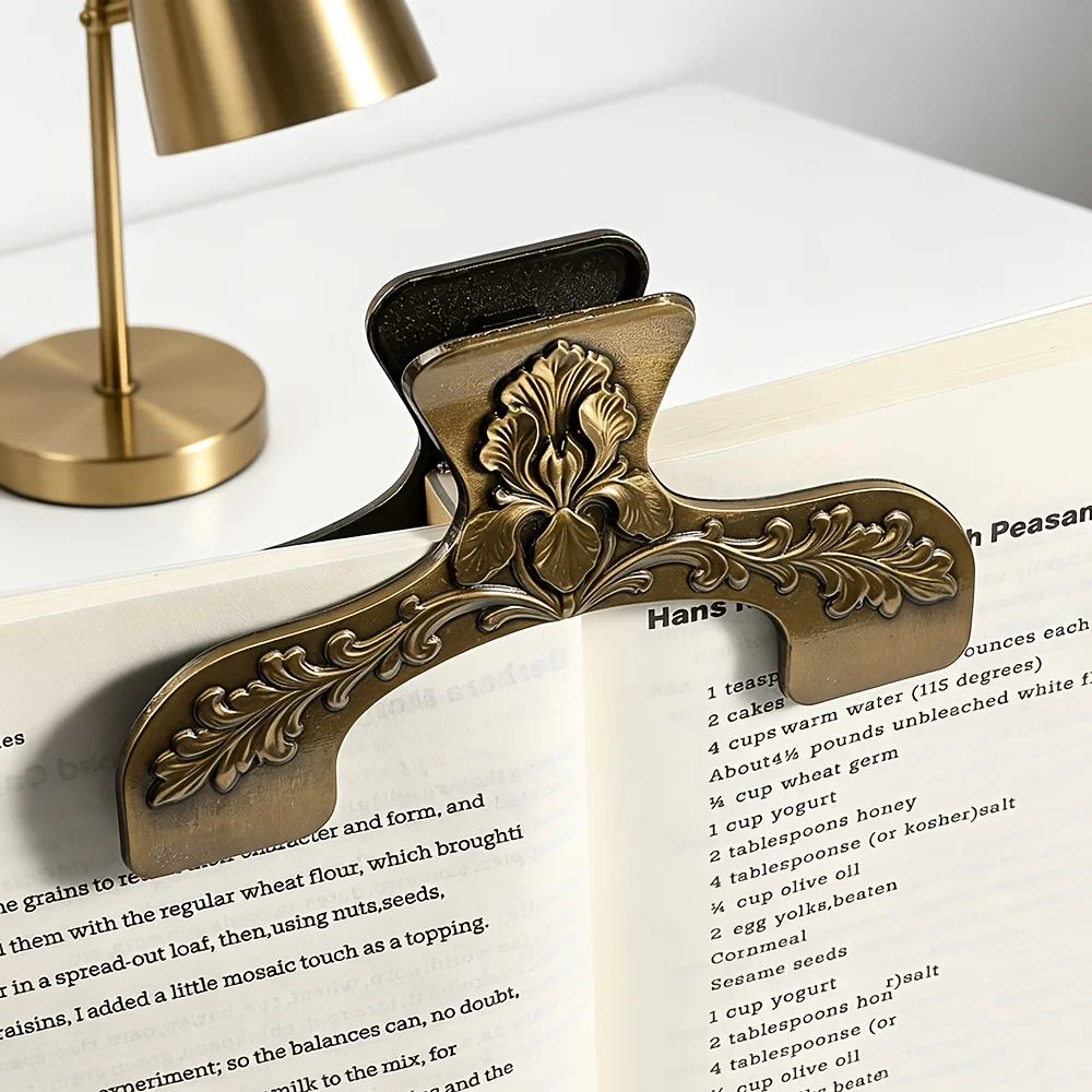 Vintage Carved Metal Book Page Clips,Exquisite Embossed Stationery Clips Featuring & Scroll Patterns.Stylish Desktop Stationery