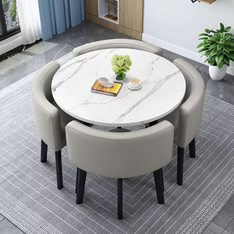 

Modern Luxury Wood Kitchen Restaurant Tables and Chair Sets Room Furniture Small Round Wooden Dining Table Set 4 Chairs