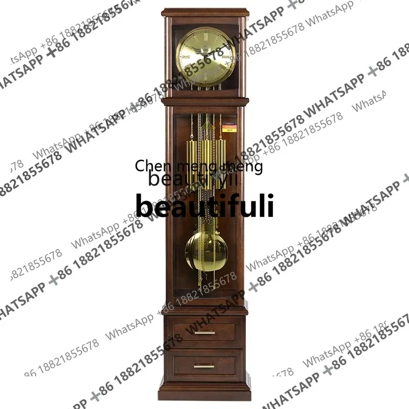 A   R Living room home decoration solid wood mechanical time floor clock simple new Chinese style floor clock R