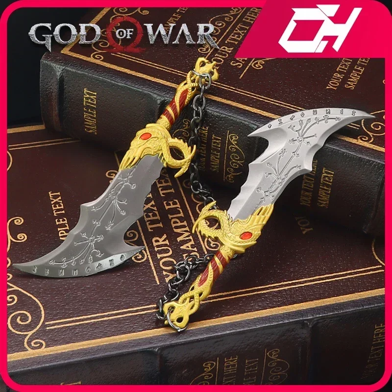 God of War Ragnarok Kratos Wapen Blades of Chaos Runen Dubbel Blade 15 cm Game Metalen Wapen Model Zwaard Samurai Geschenken speelgoed Jongens