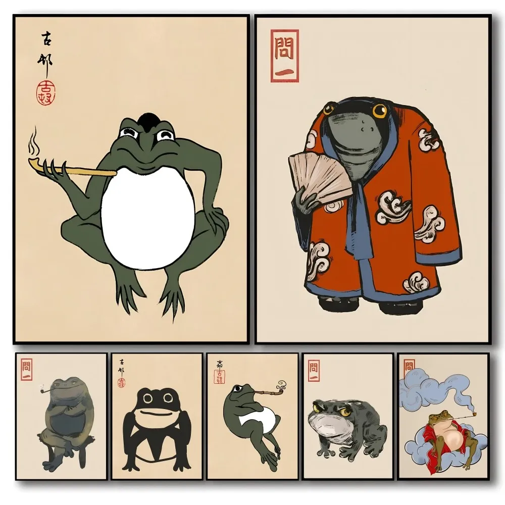 

Japanese Frog Self-adhesive Art Waterproof Paper Sticker Coffee House Bar Room Wall Decor