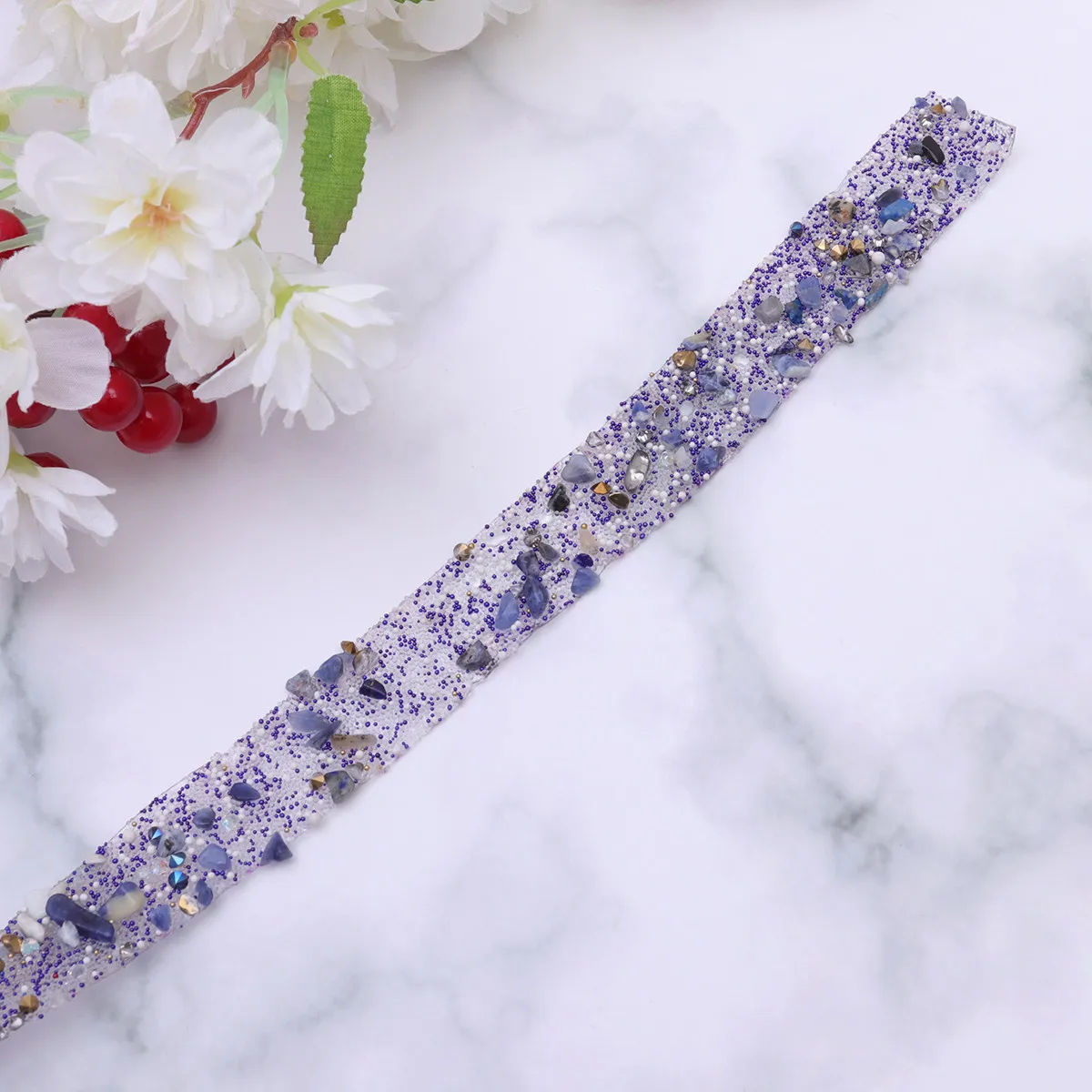 Colorful Purple Rhinestone Applique Trim 1 Meter Crystal Beads Wedding Dress Sash Bridal Belt Shoes Bags Embellishment DIY