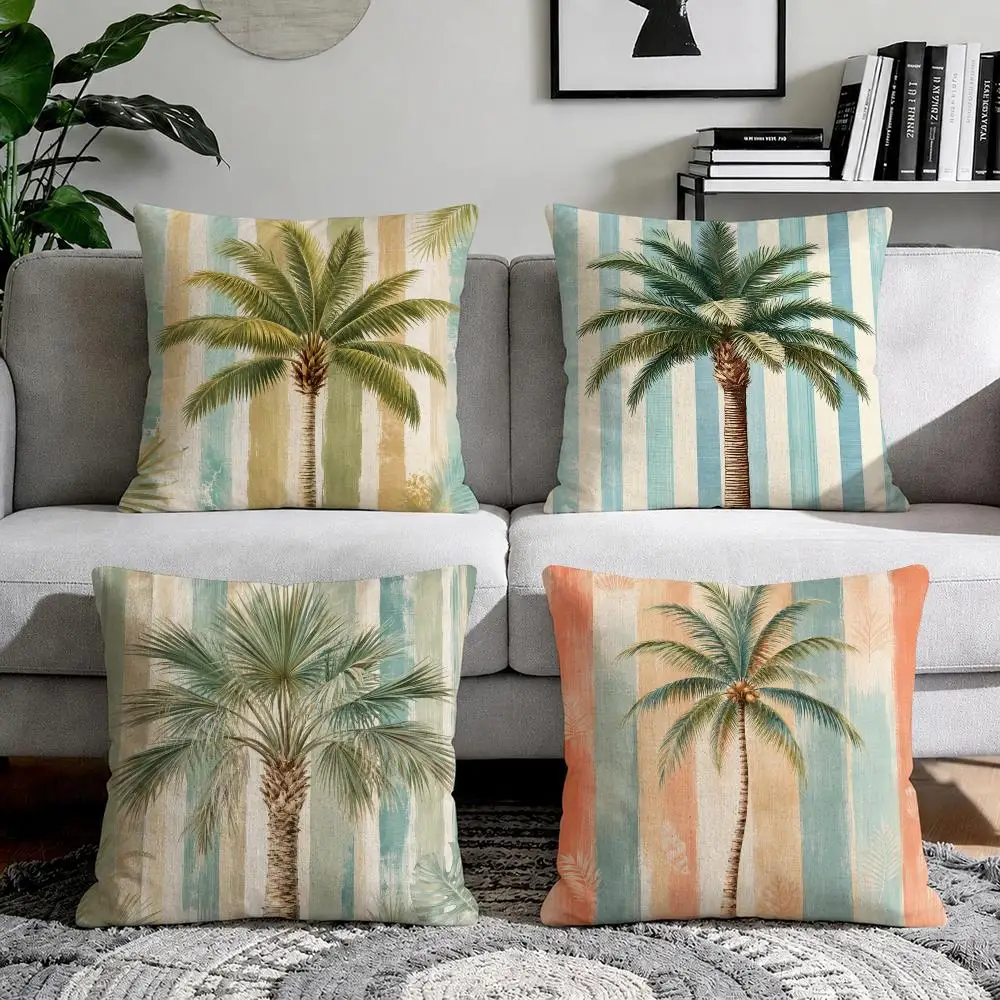 Tropical Palm Retreat Cushion Cover Linen Throw Soft Decorative  for Bed Sofa Car Home Decor Pillowcase 45x45cm