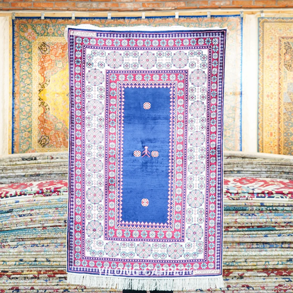 76x122cm Handknotted Silk Tribal Carpet Oriental Luxury Small Size Rug (BL160)