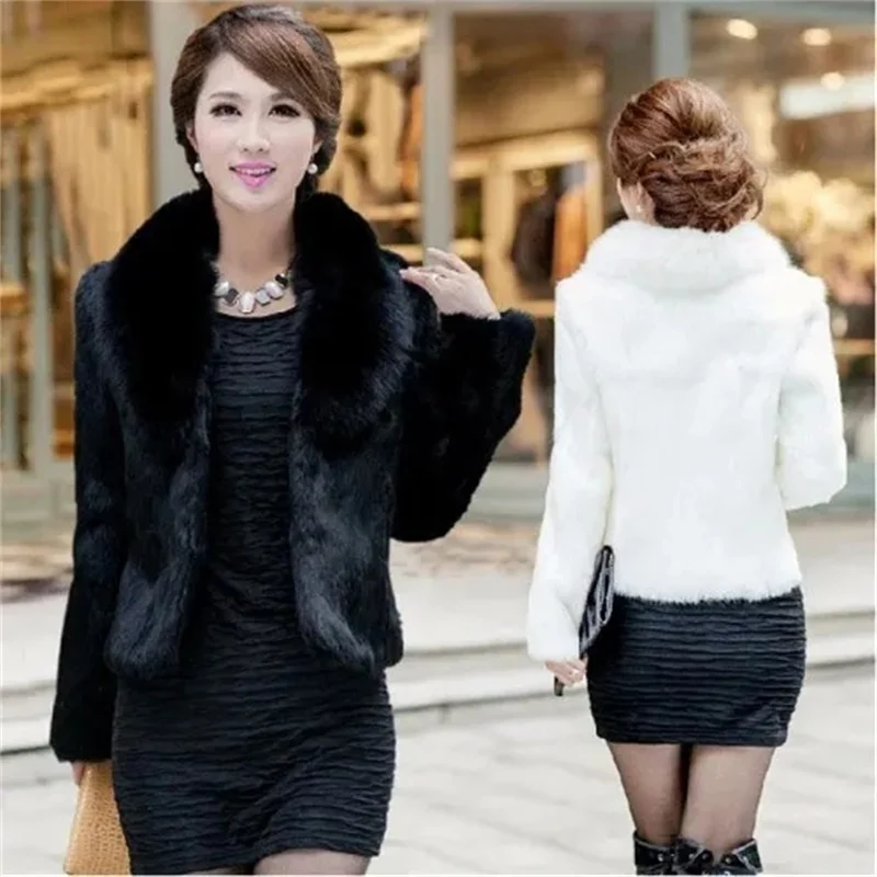 Winter Female Fashion Large Size 4XL Plush Outwear Korean Women Long Sleeved Fur Jacket 2025 Ladies High End Faux Fur Short Coat