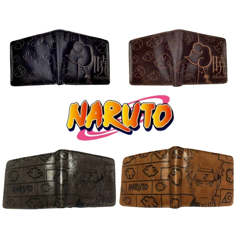 Anime Naruto Uchiha Itachi Akatsuki wytłoczony krótki portfel z PU portmonetka studencka moda osobowość portfel z zerowym portfelem na karty
