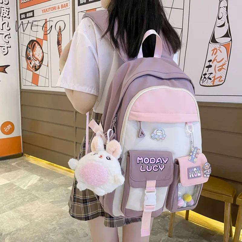 

Canvas Schoolbag Girl Zipper School Students Cute Backpacks Junior High Large-capacity Back pack Junior School