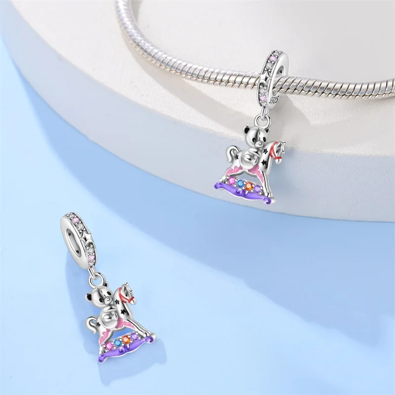 

925 Sterling Silver Little Bear Trojan Charms Pendant For Women Fit Original Bracelet DIY Birthday Party Jewelry Gifts