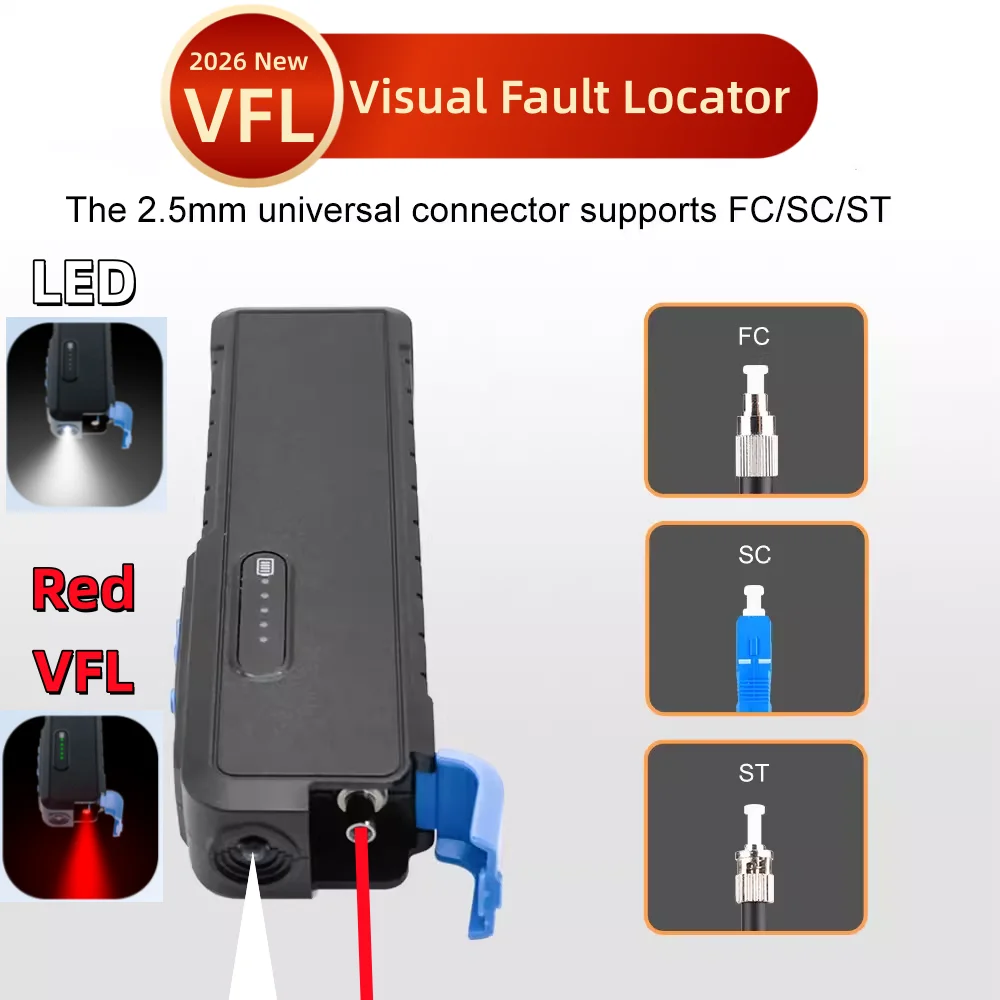 Rechargeable18650 2200mAh 50mw VFL Fiber Optic red Light Pen Tester Visual Fault Locator 10/20/30/50KM Chargeable Laser 2.5mm
