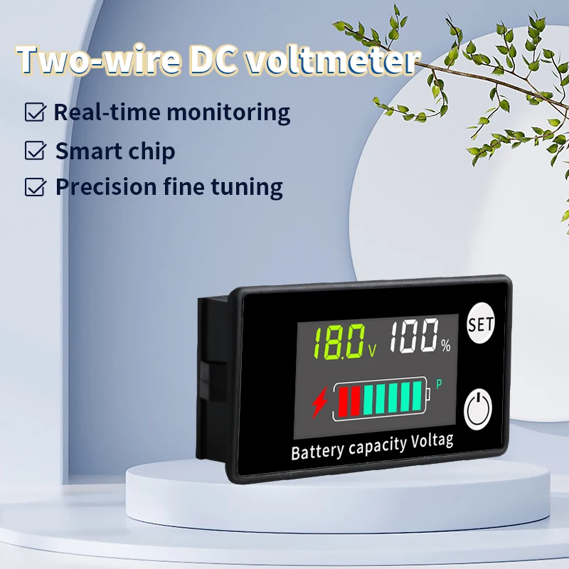 Battery Tester With Temperature Alarm DC 8V-100V Digital Voltmeter Battery Capacity Indicator 12V 24V Lead Acid Lithium LiFePO4