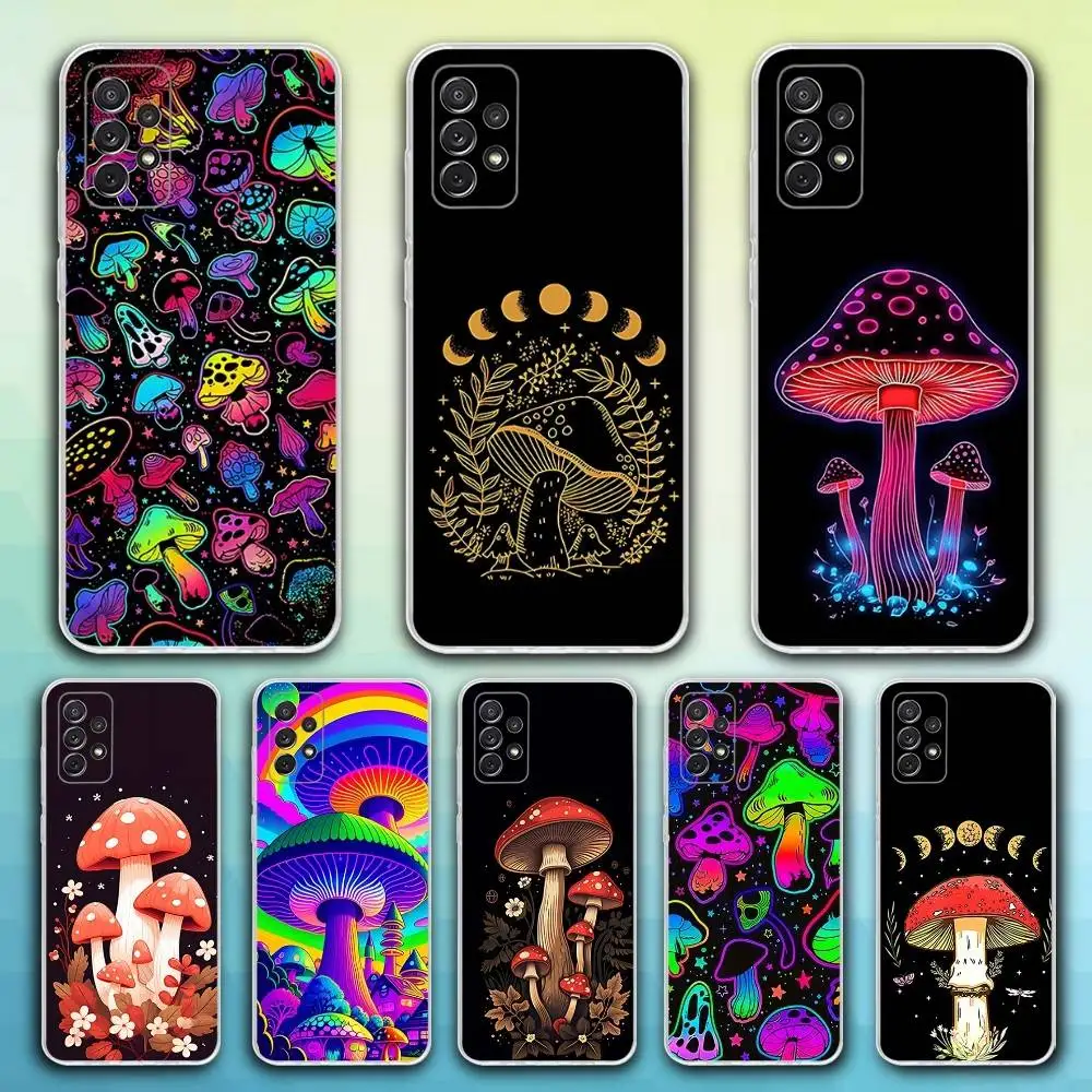

P-Psychedelic Mushrooms Phone Case For Samsung S30,23,21,22,20, FE lite,S10,9,8,7 PIus Note20ultra Soft Transparent