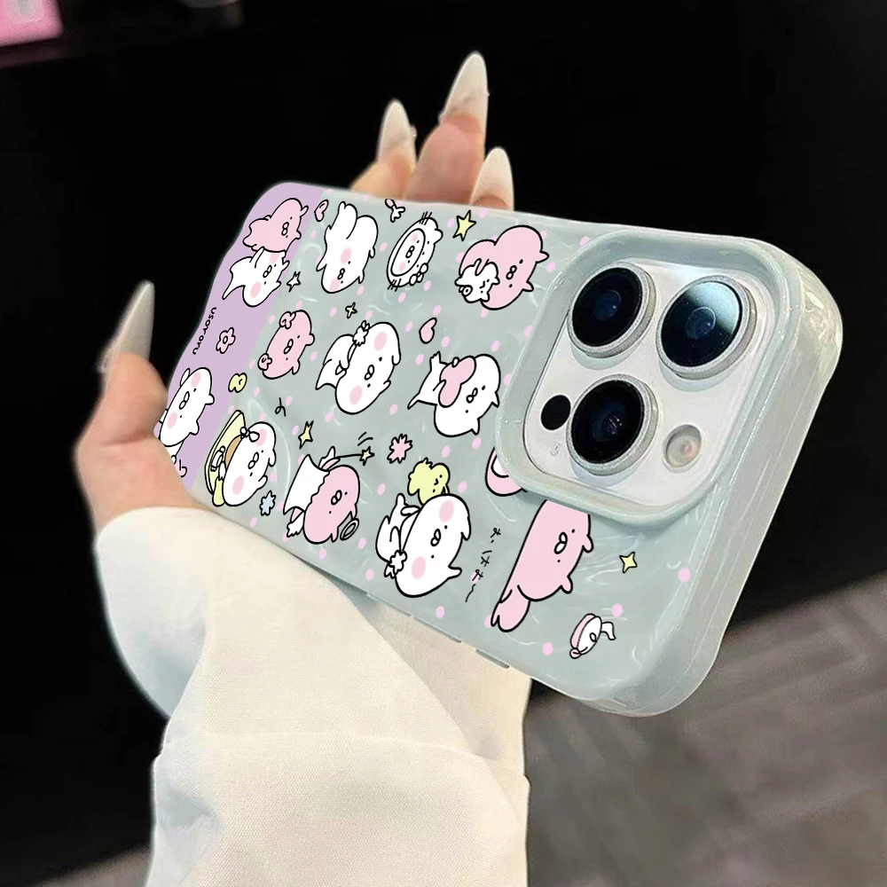 Koreanisches Kawaii-Cartoon-Design Weiche Silikon-Handyhülle für iPhone 17 16 15 14 13 12 11 Pro Max 14 Plus 17Air Falten-Wellen-Design – Detail 1