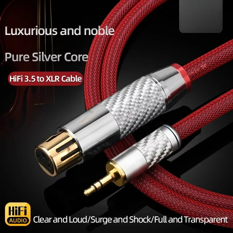 Sterling Silver Core 3.5mm Male to 3 Pin Xlr Male/Female Hifi Microphone Cable for Mobile Laptop Speakers Stereo Audio Cable