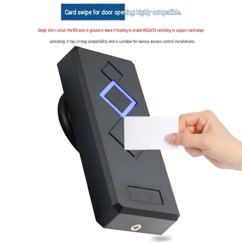 AT82-125Khz/13.56Mhz Card Reader Wiegand 26/34 Card Reader LED Indicators Security RFID EM ID Card