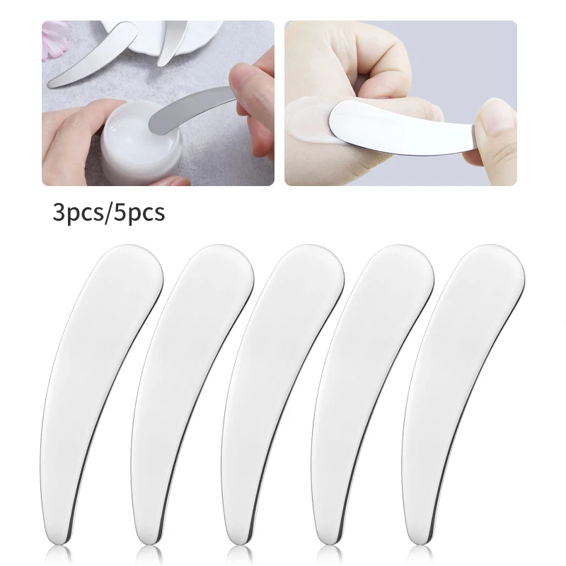 3/5pcs Metal Mini Makeup Scraper, Reusable Cosmetic Facial Scraper Spoon, Mini Makeup Scraper Beauty Accessory