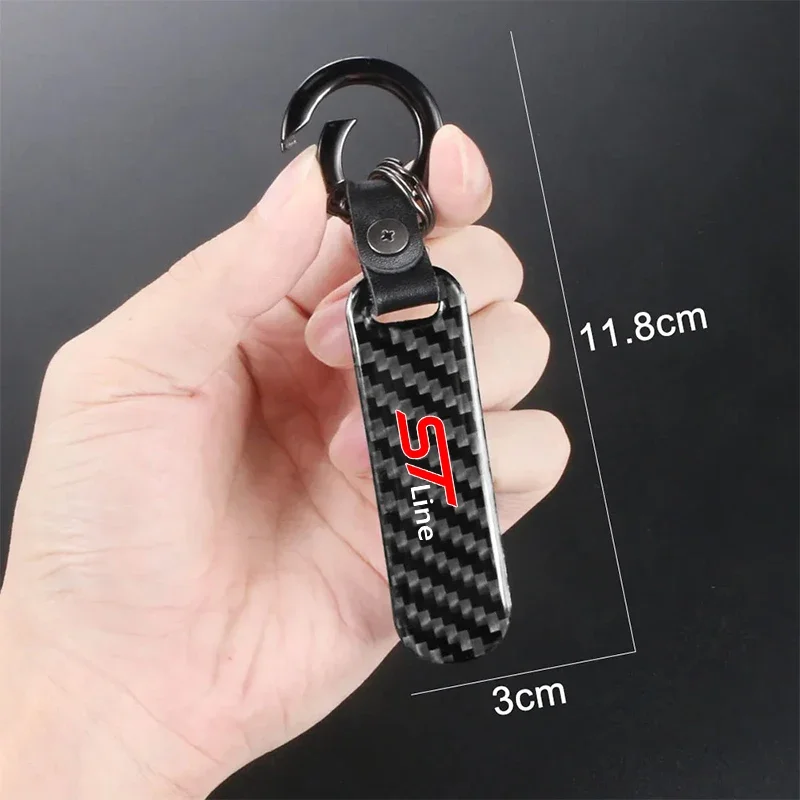 Car Carbon Fiber Key Chain Anti-lost Buckle Holder Key Ring Car Accessories For Ford ST Line Fiesta C-Max Ranger Raptor Fusion