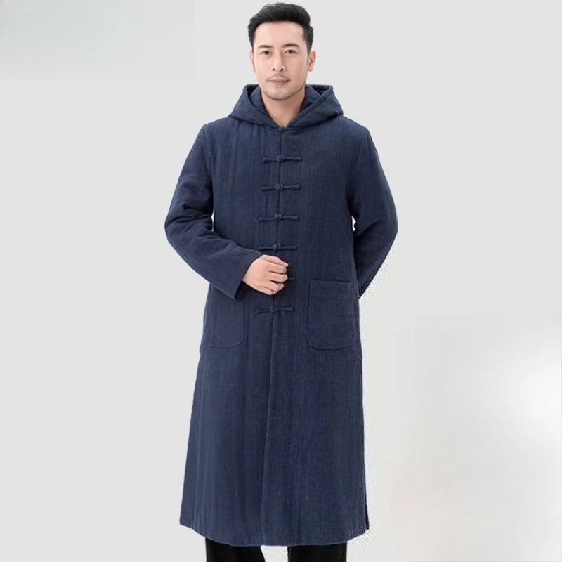 Wudang Style Tai Chi Robe Long Sleeve Linen Blend Martial Arts Uniform Traditional Chinese Kung Fu Clothing for Men Women