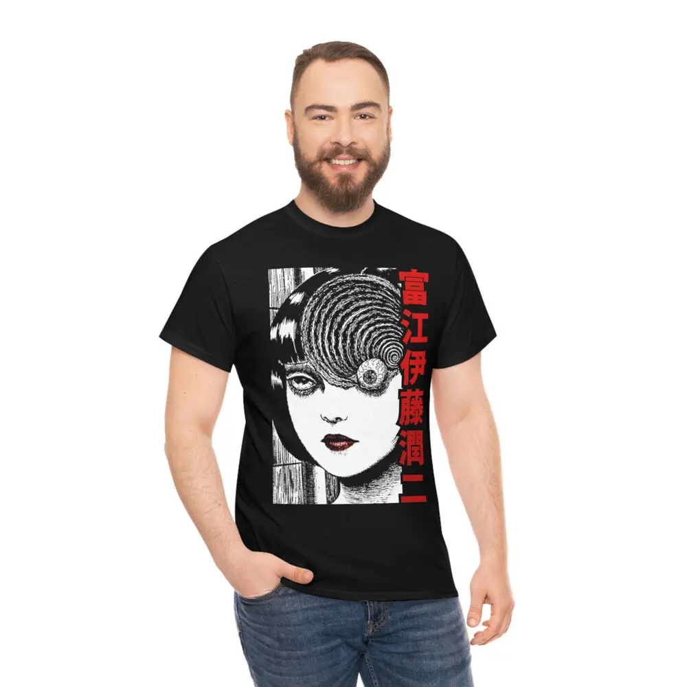 Unisex de manga curta t-shirt, anime, uzumaki, junji ito, tomie, horror, mangá