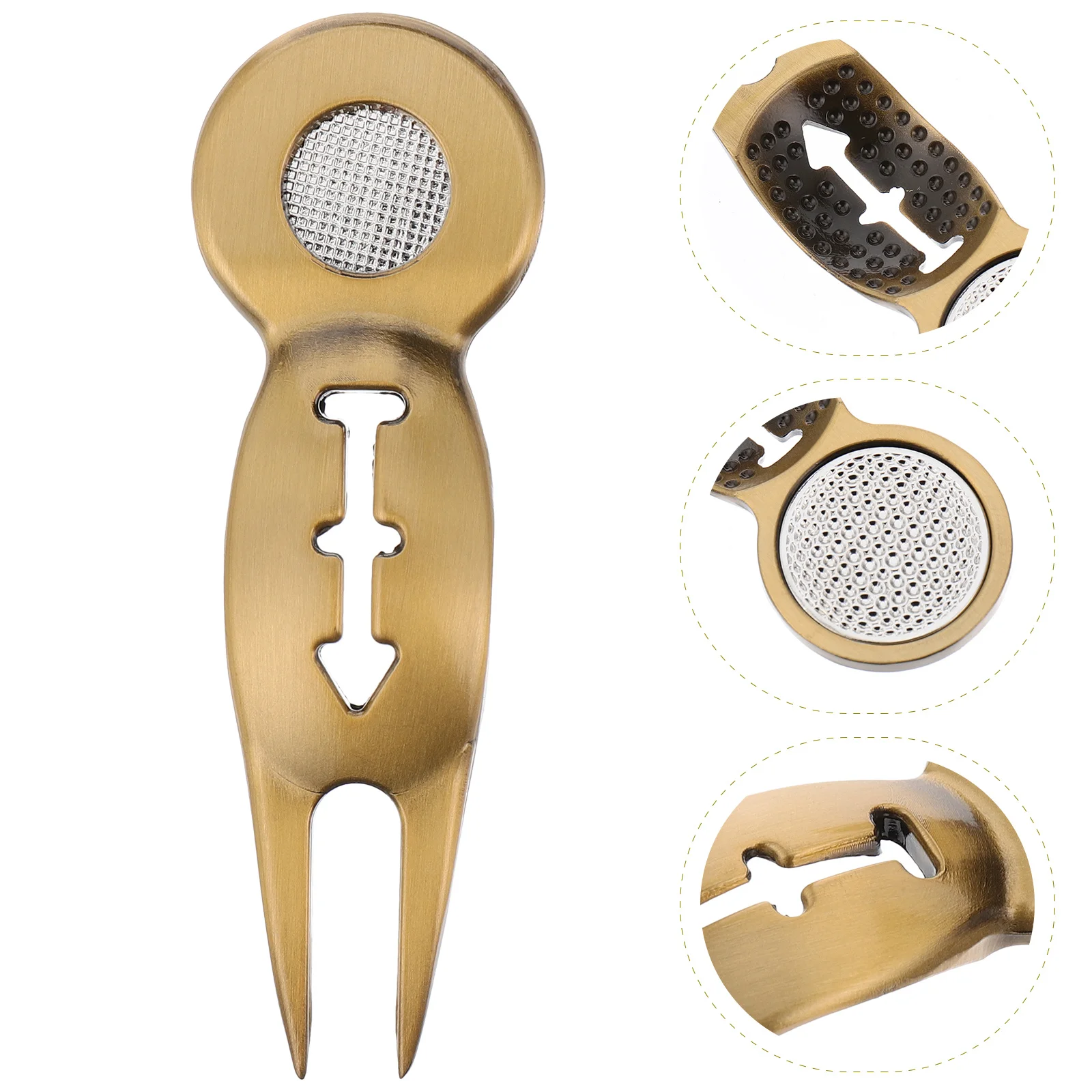 

Metal Golf Divot Tool with Ball Marker Repair Grass Fork for Green Maintenance Stainless Steel Durability Portable