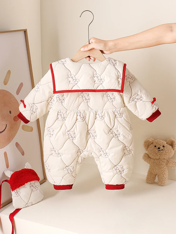 Ciepły bawełniany zestaw dla dziewczynki na jesień i zimę, urocze ubranko dla niemowlaka w wieku 3 miesięcy, spodnie z wysokim stanem, włókno poliestrowe.