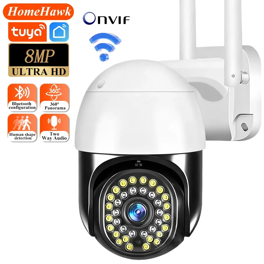 Tuya Wifi Camera Outdoor 8MP 10X PTZ Zoom Smart Home Security Video Surveillance Wireless IP Camera AI Automatic Human Tracking