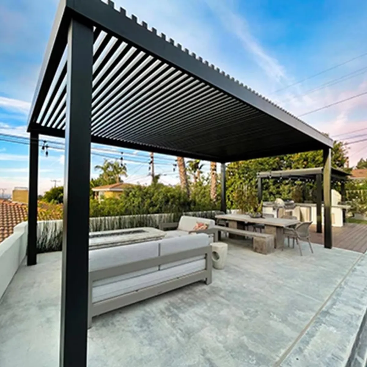

Waterproof Motorized Aluminum Pergola System Bioclimatic Louvers For Backyard Balcony Villa Roofs-Modern Design Custom Nature