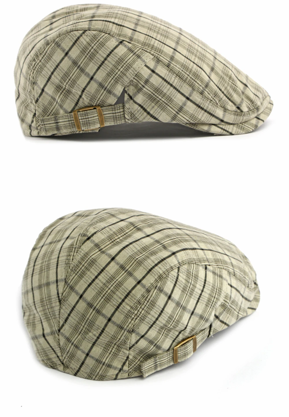 HT5072 Baskenmütze 2026 Neue Frühjahr/Sommer Ivy Flat Cap für Herren und Damen – Retro Künstler- und Malermütze mit Karomuster, verstellbare Baskenmütze für Männer und Frauen – Detail 9