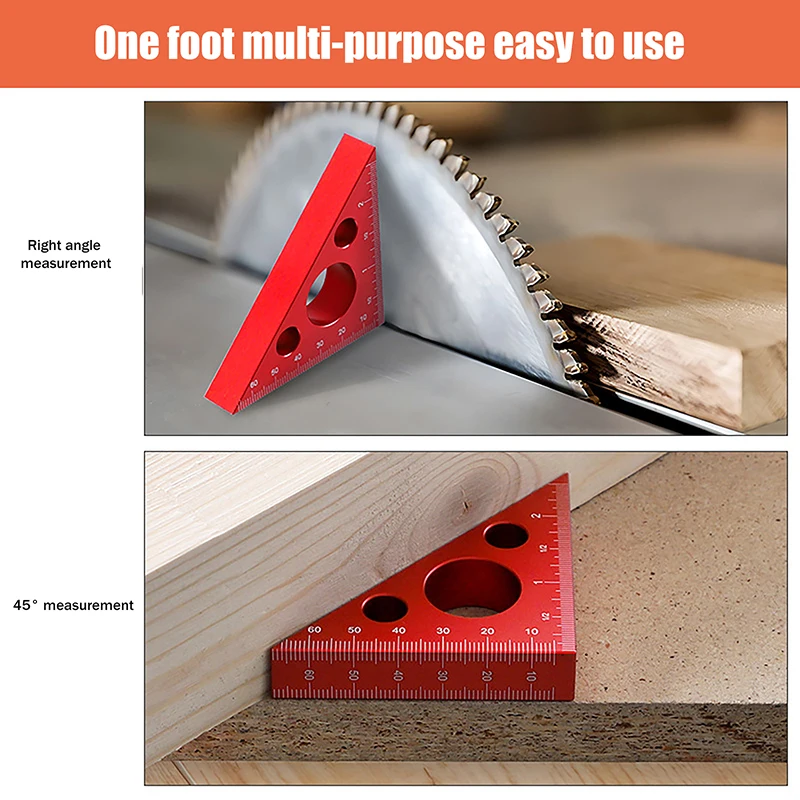 Expert Woodworking Aluminum Alloy Right Angle Ruler; Precise 45/90 Degree Marking Tool; Carving Square