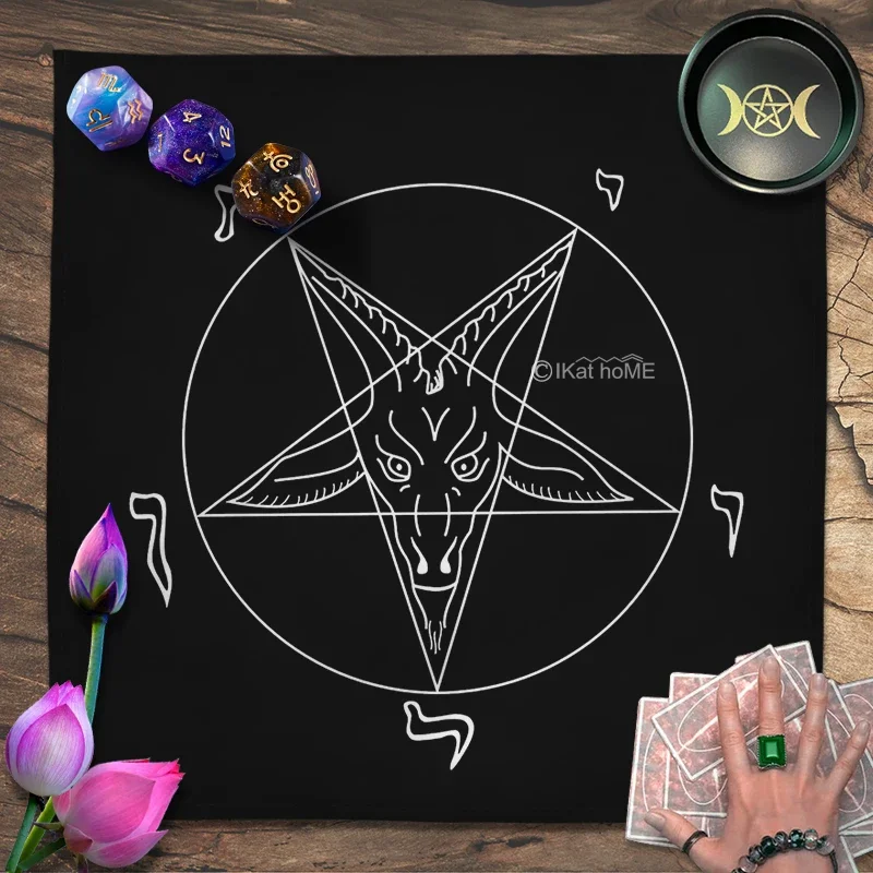 Sacred Rune Pentacle Tarot Tablecloth Velvet Altar Cloth Black White Oracle Card Pad Divination Witchcraft Astrology Supplies