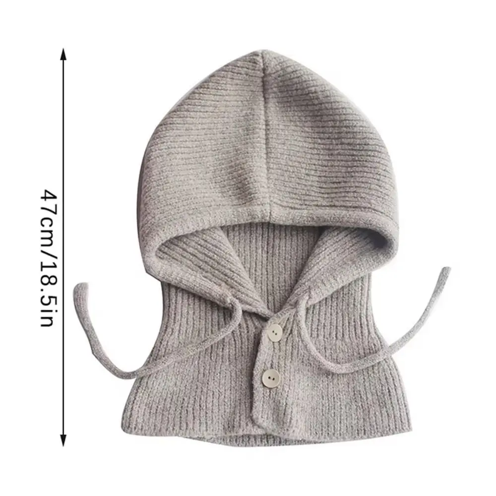 Thicken Scarf Balaclava Hats Drawstring Warm Knitted Beanie Cap One-piece Design Windproof Snood Collar Hood Student