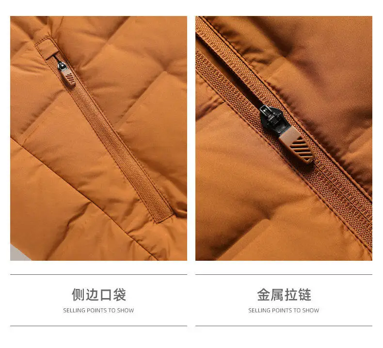 Weiße Daunenjacken 2026 Herbst Winter Herren Warme Kurze Leichte Steppjacke Winddichte Lässige Gefütterte Oberbekleidung – Detail 4