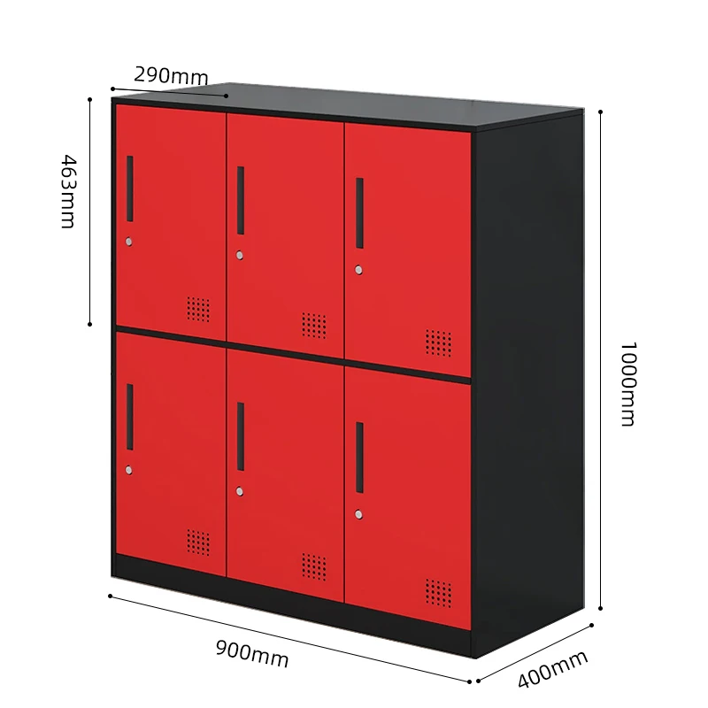 Colorful Student Dormitory Locker 6 Doors Metal School Lockers Children's Steel Schoolbag Storage Cabinet