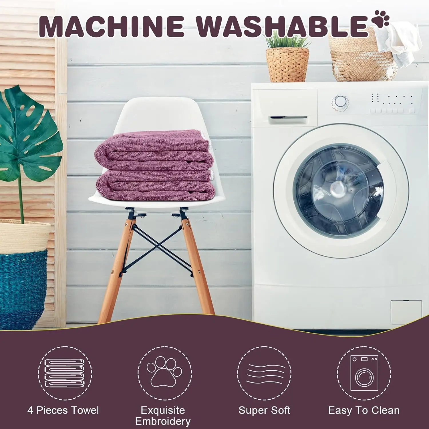 Super Absorbent Pet Towel, Microfiber for Quick Drying. Reduces Blow Dry Time, 19x18cm
