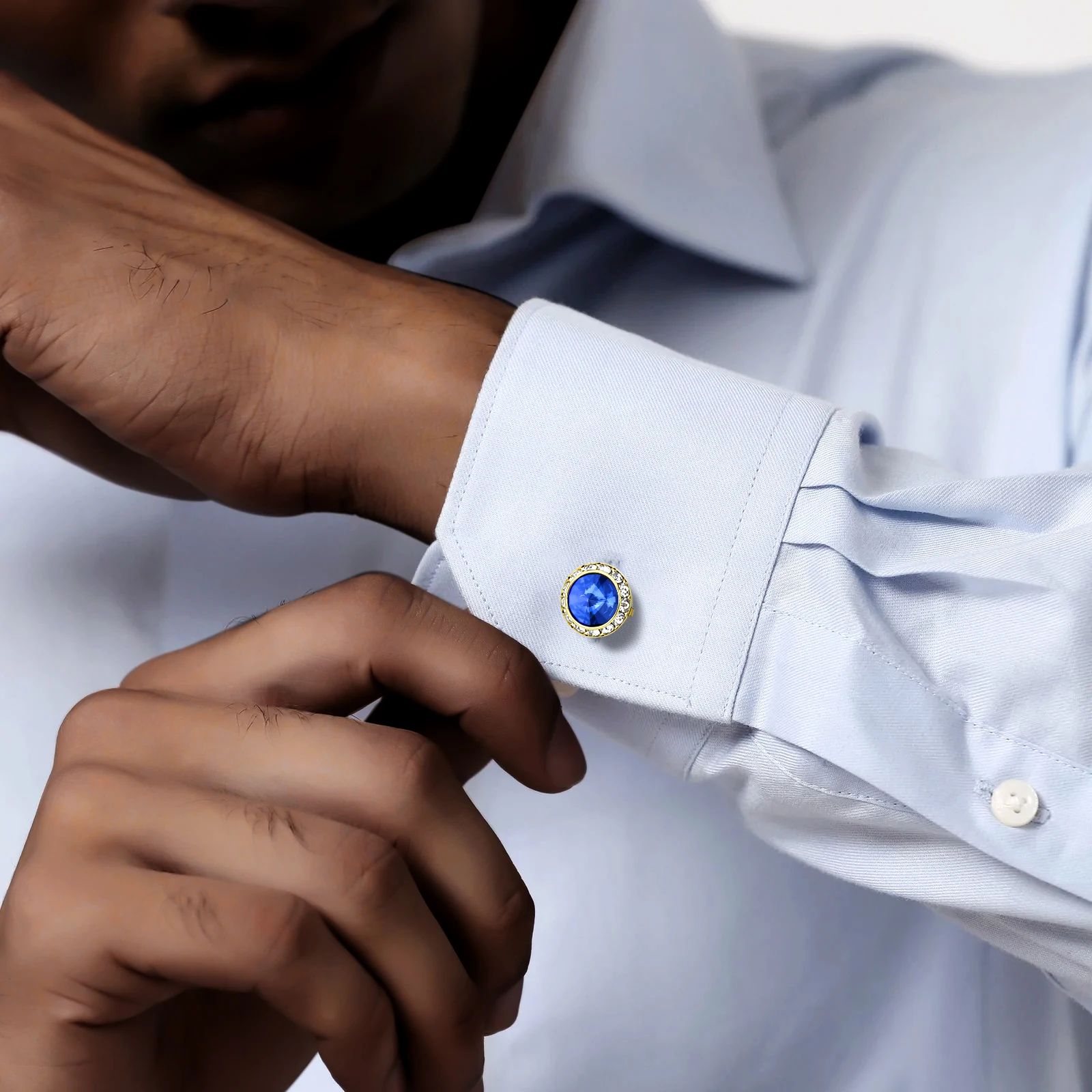 Birthstone Crystal Button Covers for Men No-Sew Dress Shirt Cuff Covers Formal Suit Wedding Accessories HAWSON