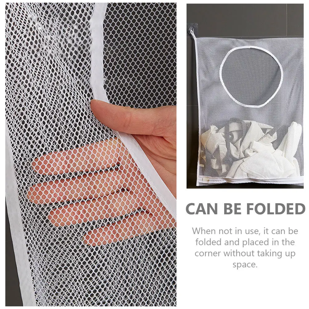 1Set Wall-Mounted Nylon Clothes Storage Bag with Bottom Zipper for Home Organization Laundry Sorting Foldable Space-Saving