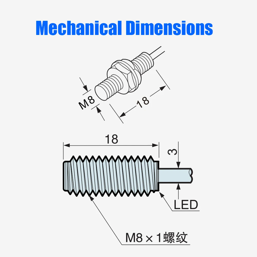 30PCS Manufacturer's Stock Small Cylindrical Induction Proximity Switch BL-JJ-H1X-M8 Proximity Sensing Thread Inductive Sensor